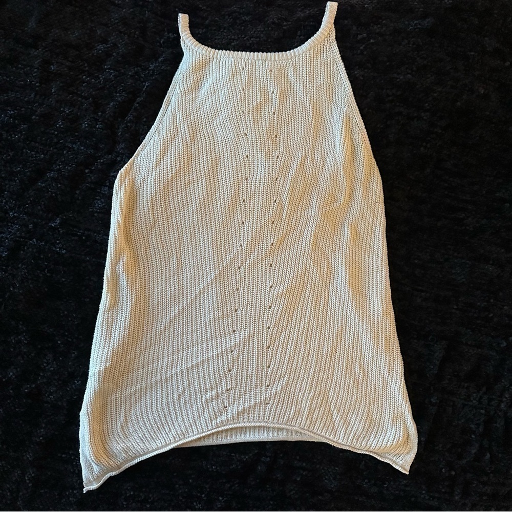 Cream/Apricot Knitted Camisole Tank Top with Details